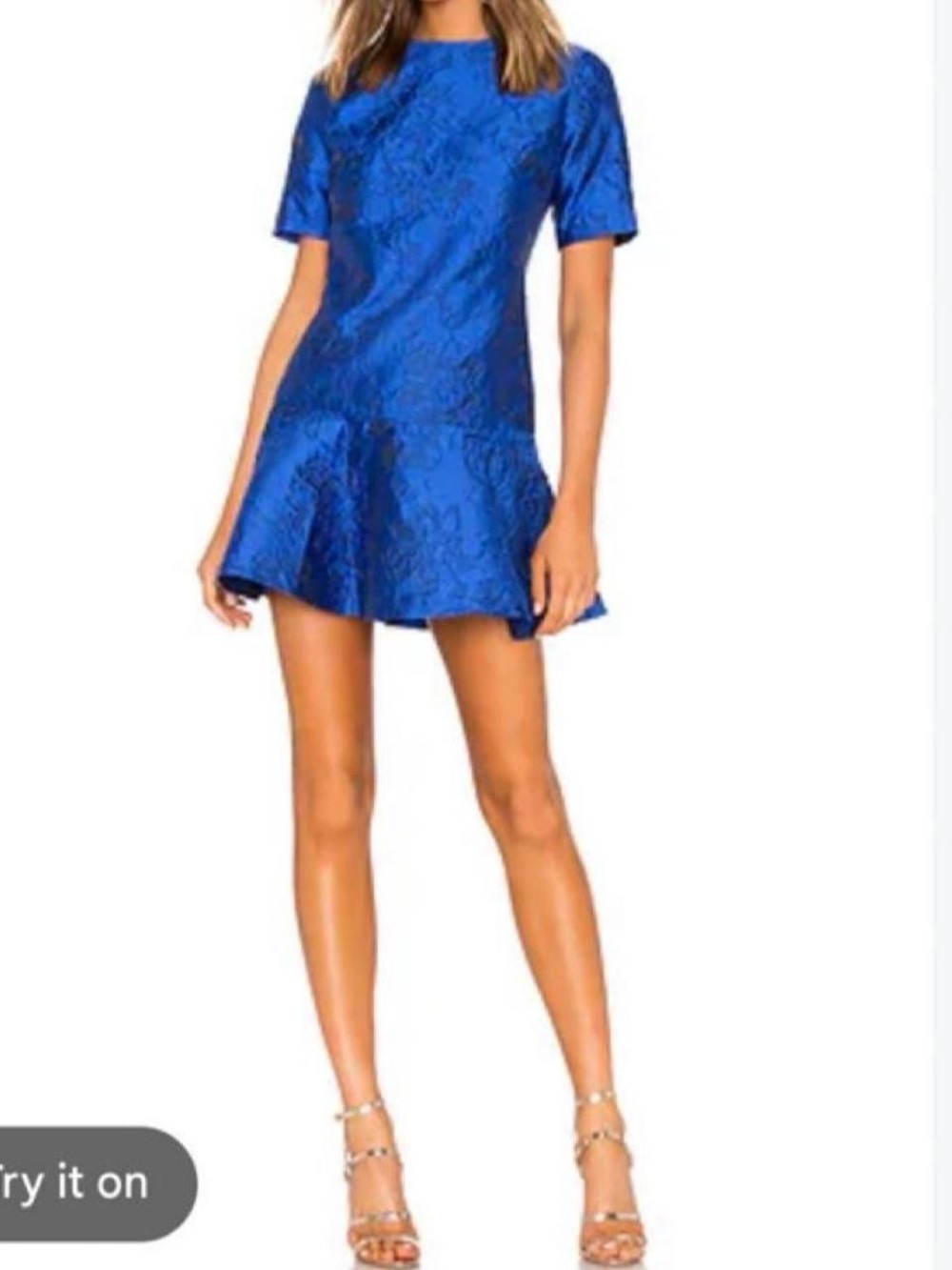 Alice + Olivia “Esther Ruffle Hem Tunic Dress” in Palace Blue, Size 4